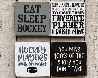 Hockey sign, small 5.5" hockey sign, man cave decoration, sports gift, hockey decor, game room decor