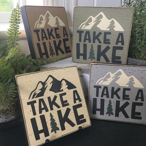 Take a hike, mini 5.5" shelf sitter wood sign, mountain decor, hiker gift, adventurer gift, stocking stuffer