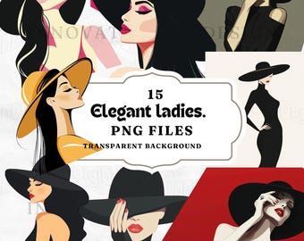 PNG bundle, clipart png. Lady silhouette artwork,wall art,female pop art,Sublimation print,fashion illustration,abstract art scrapbook png,