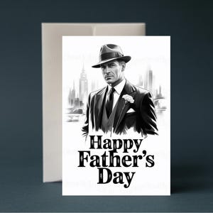 Carte de fête des pères. Téléchargement numérique instantané, thème mafieux gangster parrain, carte papa imprimable, carte à imprimer à la maison, carte de joyeuse fête des pères,