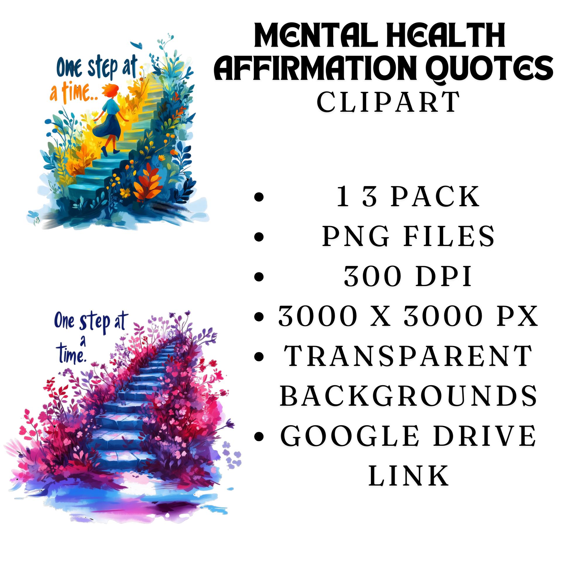 Mental Health Affirmation mental Health Quote clipart Bundle positive 