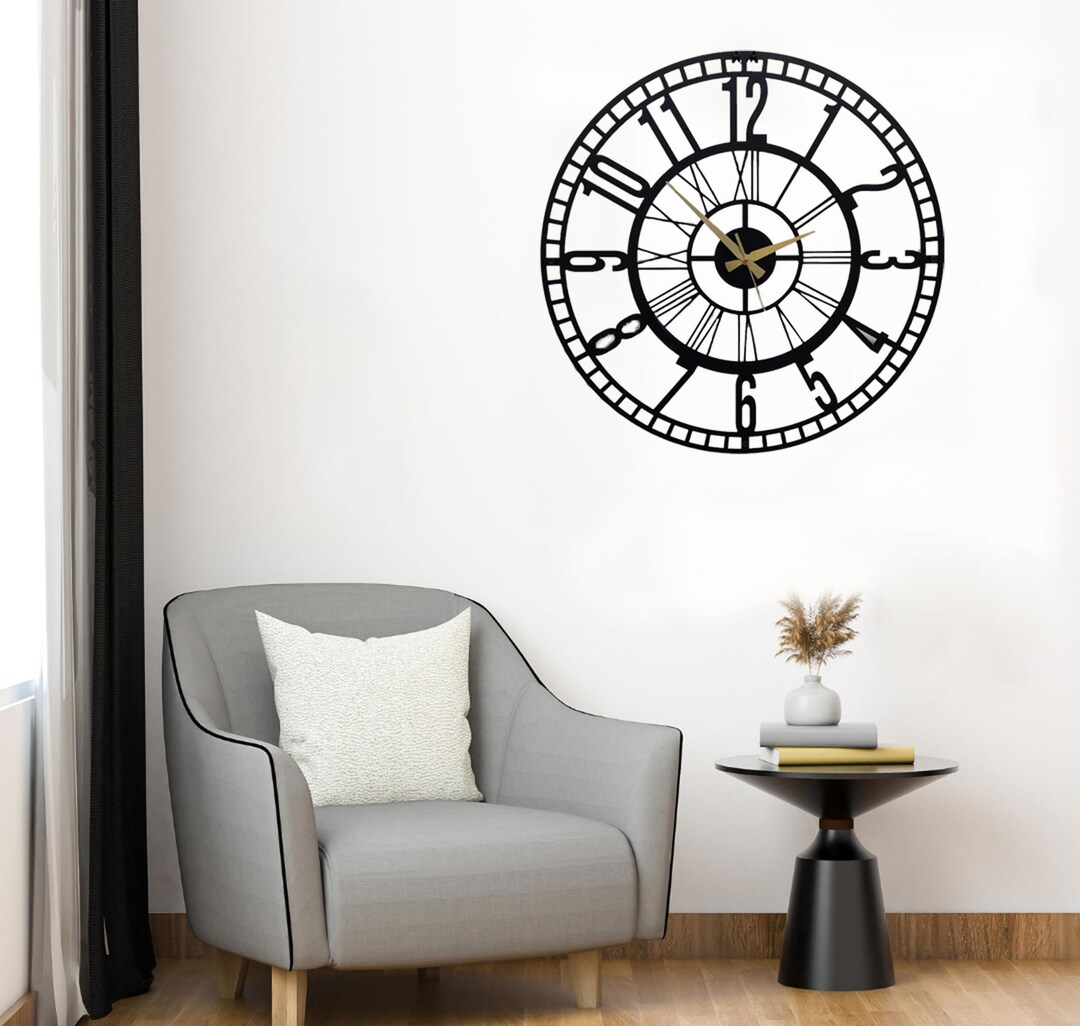 Roman Numerals Wall Clock , Silent Clock, Wall Art, Silent Wall Clock ...