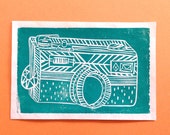 Cool Camera Linocut Print