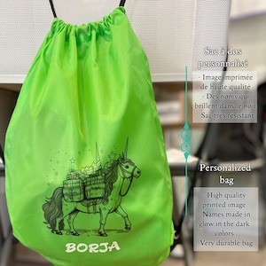 Garçon sac à dos personnalisé avec cordelette avec nom fille pochon cadeau enfant fait main sac linge bébé vêtement souvenir pochon cadeau