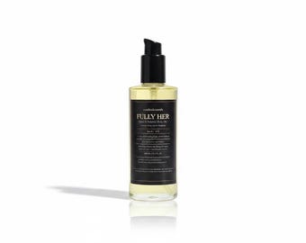 Aceite corporal botánico Fully Her: un brillo infusionado con caléndula, semillas de calabaza y lavanda.