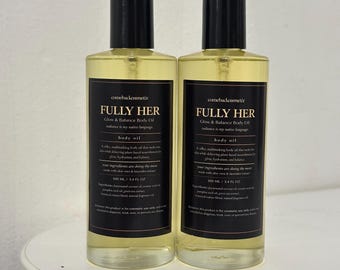 Aceite corporal botánico Fully Her: un brillo infusionado con caléndula, semillas de calabaza y lavanda.