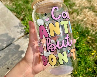 Antisocial Glass Tumbler with Bamboo Lid & Straw