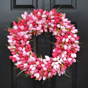 THIN Spring Tulip Wreath, Front Door Wreath, Storm Door Wreath, Spring Wreath, Silk Flower Wreath, Tulip Wreaths, Sizes 16-24 inch available