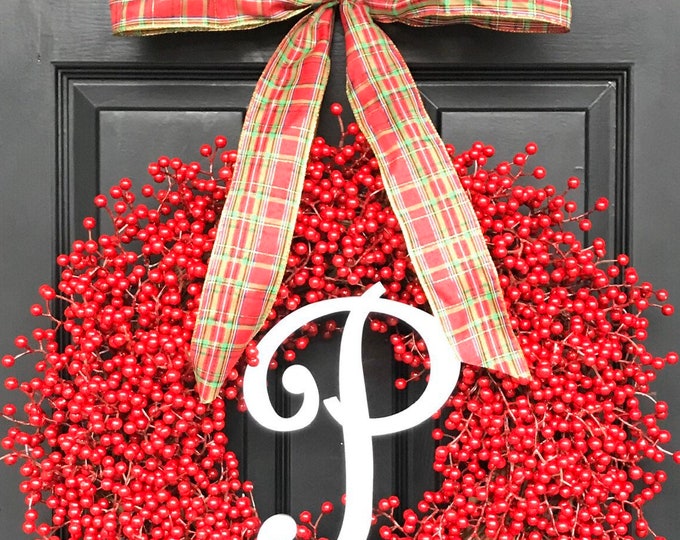 Outdoor Red Berry Christmas Wreath, Weatherproof Berry Christmas Wreaths Durable Winter Wreath, Christmas Wreath for Front Door 12-28 inches