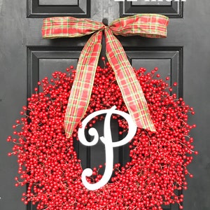 Red Berry Christmas Wreaths, Holiday Decor, Outdoor Weatherproof Berry Wreaths, Thanksgiving Wreath, Fall through Valentines Day Wreath image 1