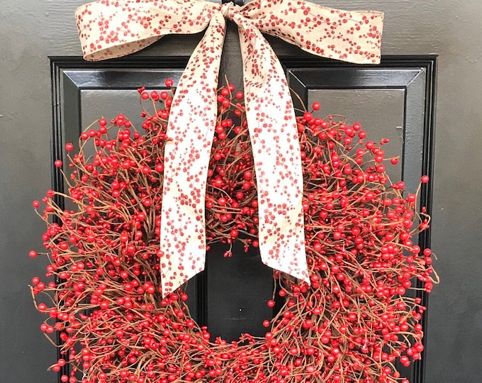 Christmas Wreath Front Door Holiday Wreath Winter Valentine's Day Wreath Red Berry Door Wreath Berry Wreath Red Berry Fall Wreath XL