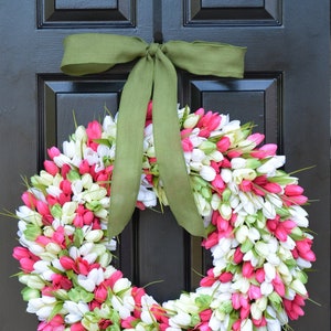 Corona de tulipanes primaverales: colores y tamaños personalizados, regalo para el Día de la Madre, decoración de verano