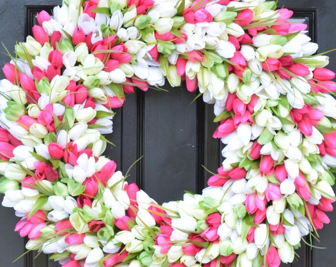 Mother's Day Gift, Mother's Day Wreath, Gift for Her, Spring Wreath 18 inch, Custom Spring Wreath, Pretty in Pink, Mother's Day Decor