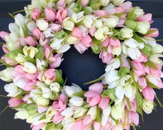 ORIGINAL Easter Spring Wreath- Door Wreath- Easter Wreath- Tulip Wreath- Sizes 16-26 inches, custom colors- The Original Tulip Wreath