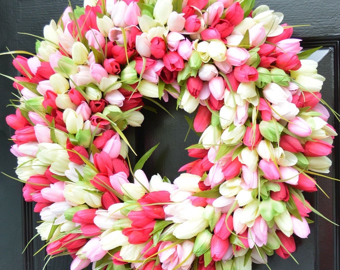 Custom Tulip Spring Wreath- Spring Decor- Spring Tulip Wreath, Custom Sizes- Summer Wreath- The ORIGINAL Tulip Wreath