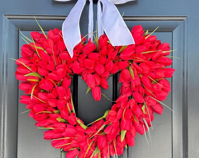 Tulip Heart Wreath: Valentine's Day Front Door Decor