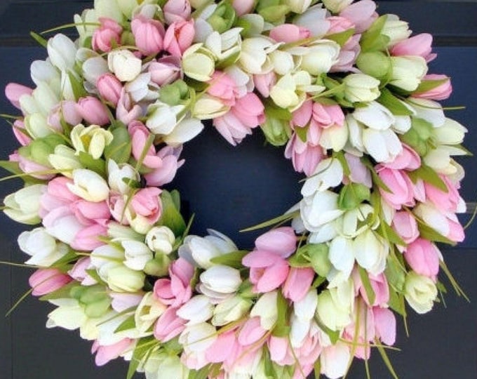 Easter Wreath- Easter Decoration- Spring Wreath- Tulips- Spring Decor- Spring Decoration- Tulip Wreath 20 inch shown