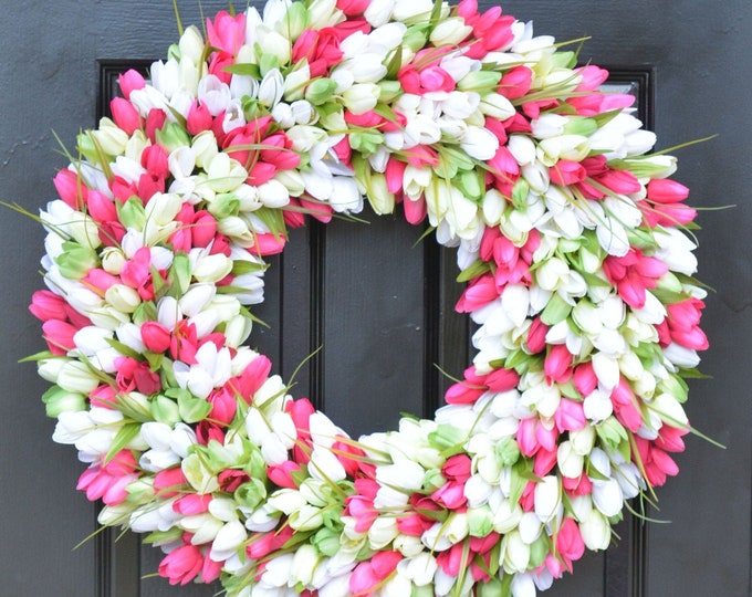 Spring Wreath- Door Wreath- Easter Wreath- Tulip Wreath- The Original Tulip Wreath, Custom Sizes and Colors