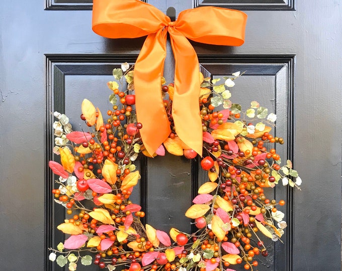 Fall Wreath- Mixed Berry Autumn Wreath- Fall Decor- Front Door Fall Wreath- Fall Leaves and Berries Outdoor Door Wreath