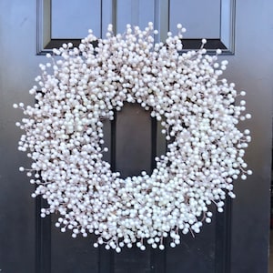 Weatherproof WHITE Berry Wreath, Outdoor Winter Wreath Wedding Berry Wreath, Winter Wreath Front Door, Year Round Wreath 14-28 inches