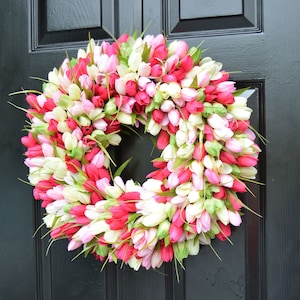 Easter Wreath Spring Wreath Spring Decor Spring Tulip Wreath, Outdoor Door Wreath, Custom Colors Summer Wreath The ORIGINAL Tulip Wreath