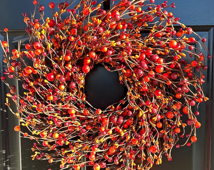 Autumn Berry Wreath: Thanksgiving Front Door Decor, XL Sizes