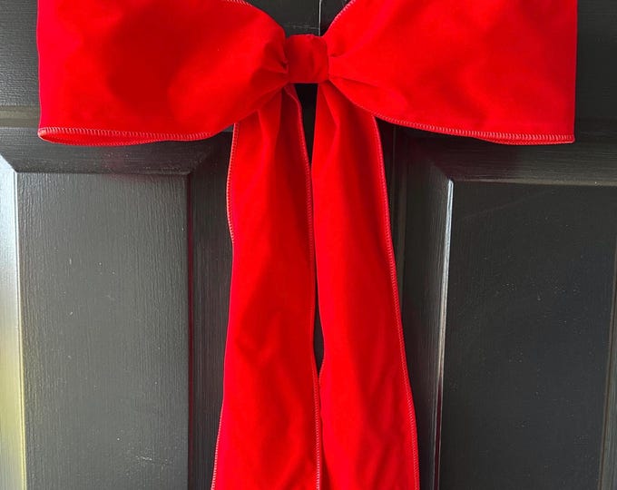 Handmade Weatherproof Velvet Christmas Bow: Outdoor Holiday Decor, Red, Burgundy, Satin or Plaid Styles