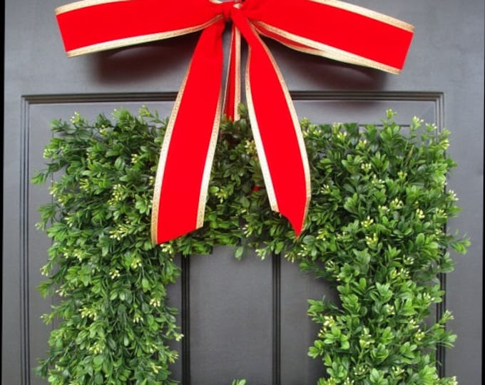 Square Artificial Boxwood Holiday Wreath Christmas Wreath- Christmas Decor- Christmas Decoration- Evergreen Alternative, 14-24"