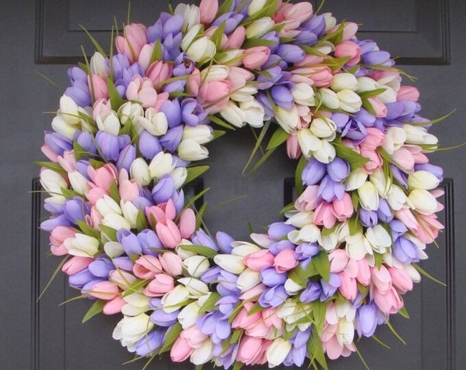 Spring Wreath- Wedding Wreath- Original Tulip Wreath- Spring Decor- Spring Decoration