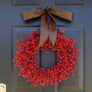 Fall Berry Wreath- Fall Decor- Fall Wreath- Red Berry Waterproof WEATHERPROOF Artficial Berry Wreath for Fall