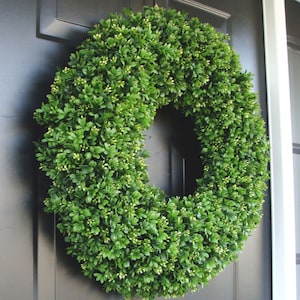 Year Round Wreath, Front Door Decor, Faux Boxwood Wreath, Outdoor Boxwood, Spring Wreath, Summer Wreath, Home Decor, Dining Room Wall Decor