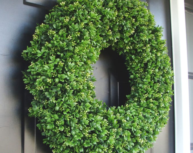 Year Round Wreath, Front Door Decor, Faux Boxwood Wreath, Outdoor Boxwood, Spring Wreath, Summer Wreath, Home Decor, Dining Room Wall Decor