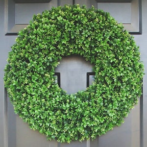 Realistic 20 inch Faux Boxwood Wreath (sizes 14 to 30 inches available)- Wedding Door Decor- Spring Wreath