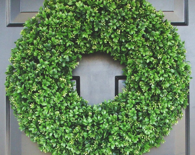 Realistic 20 inch Faux Boxwood Wreath (sizes 14 to 30 inches available)- Wedding Door Decor- Spring Wreath