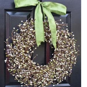 Corona de bayas para exteriores con colores personalizados: decoración rústica para el hogar, tamaños personalizados muy completos