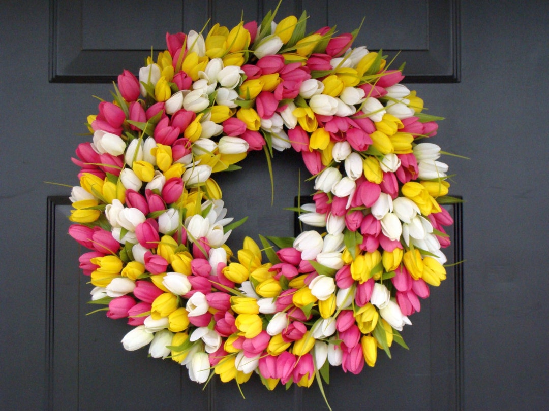 Custom Tulip Wreath, Spring Door Decor, Mother's Day Gift - Etsy