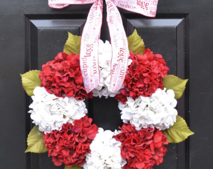 Valentine's Hydrangea Wreath- Hydrangea Wreaths - Spring Wreaths- Year Round Wreaths- Flower Wreaths- Christmas Wreath