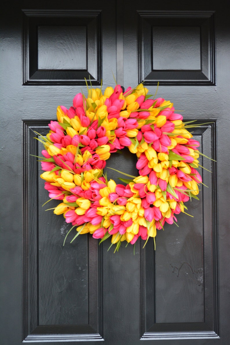 Spring Wreath Tulip Spring Wreath Summer Wreath Custom Front Door Wreath Spring Decor Easter Decoration Outdoor Wreath image 8