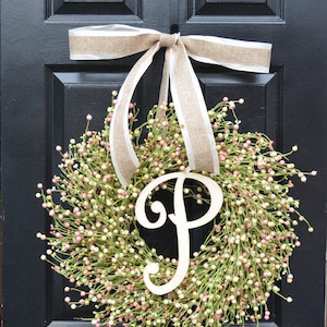 Spring Berry Wreath, Spring Decor, Spring Wreath, Easter Wreath Decor, Year Round Wreath, Pink, Green, Cre