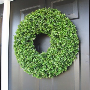 Year Round Wreath, Front Door Decor, Faux Boxwood Wreath, Outdoor Boxwood, Spring Wreath, Summer Wreath, Home Decor, Dining Room Wall Decor image 1