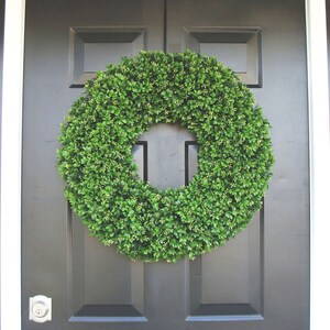 Year Round Wreath, Front Door Decor, Faux Boxwood Wreath, Outdoor Boxwood, Spring Wreath, Summer Wreath, Home Decor, Dining Room Wall Decor image 2