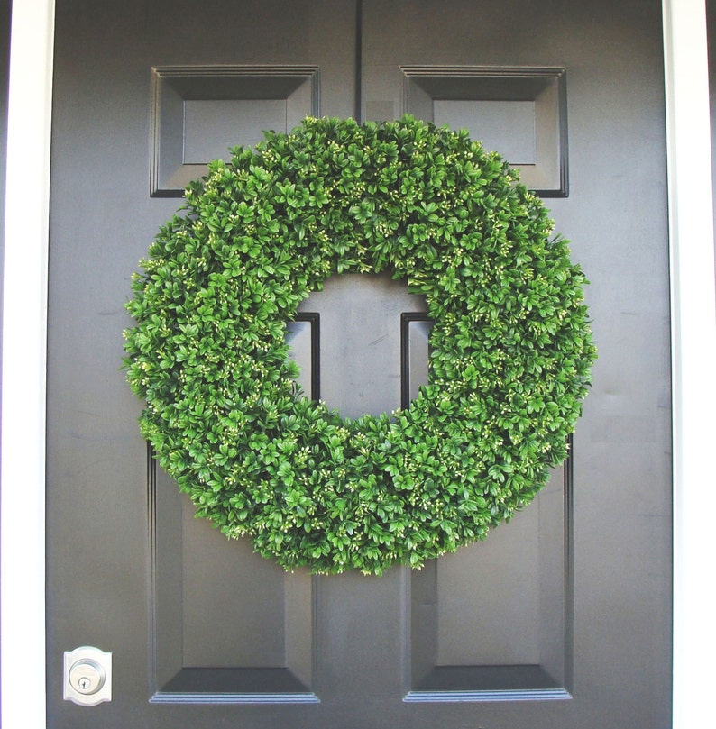 Year Round Wreath, Front Door Decor, Faux Boxwood Wreath, Outdoor Boxwood, Spring Wreath, Summer Wreath, Home Decor, Dining Room Wall Decor image 2