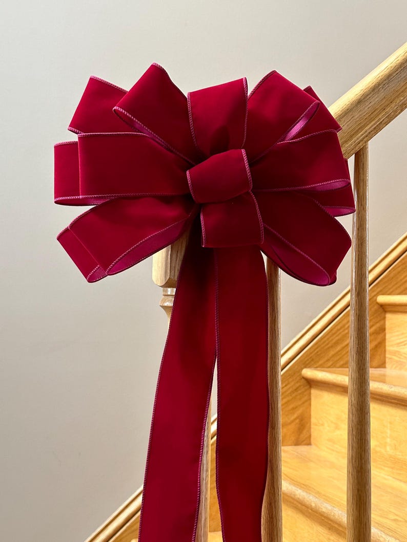 2.5 Inch Wired Christmas Ribbon: Velvet, Weatherproof Bulk Decor Plain Burgundy Velvt