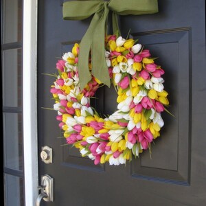 Silk Tulip Spring Wreath: Mother's Day Floral Door Decor image 2