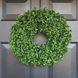 Handmade Extra Full Artificial Boxwood Wreath-Front Door Wreath-Wedding Decor-Sizes 14 to 30 inches Weatherproof- Spring Wreath