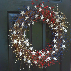 Memorial Day Wreath, Fourth of July Wreath, Americana Wreath, Patriotic Door Wreath, Country Wreath, Rustic Wreath Stars and Stripes image 3