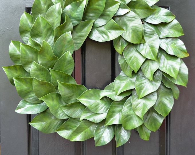 Magnolia Wreath, Artificial Magnolia Wreath, Magnolia Leaves Door Wreath, Farmhouse Southern Decor Year Round Outdoor Wreath, Elegant Decor