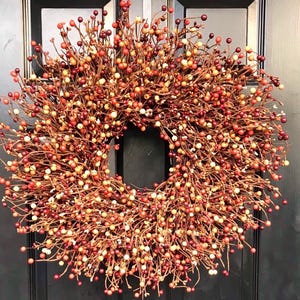 Autumn Berry Fall Wreath, Front Door Wreath Thanksgiving Berry Wreath, Thanksgiving Decor XL 18 - 24 INCH Sizes Available
