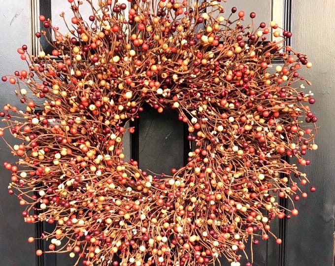Autumn Berry Fall Wreath, Door Wreath SALE Thanksgiving Wreath Berry Wreath, Thanksgiving Decor XL 18 - 24 INCH Sizes Available