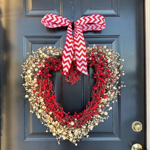 XXL Berry Heart Wreath: Valentines Day, Mother's Day, and Wedding Decor Fast Shipping